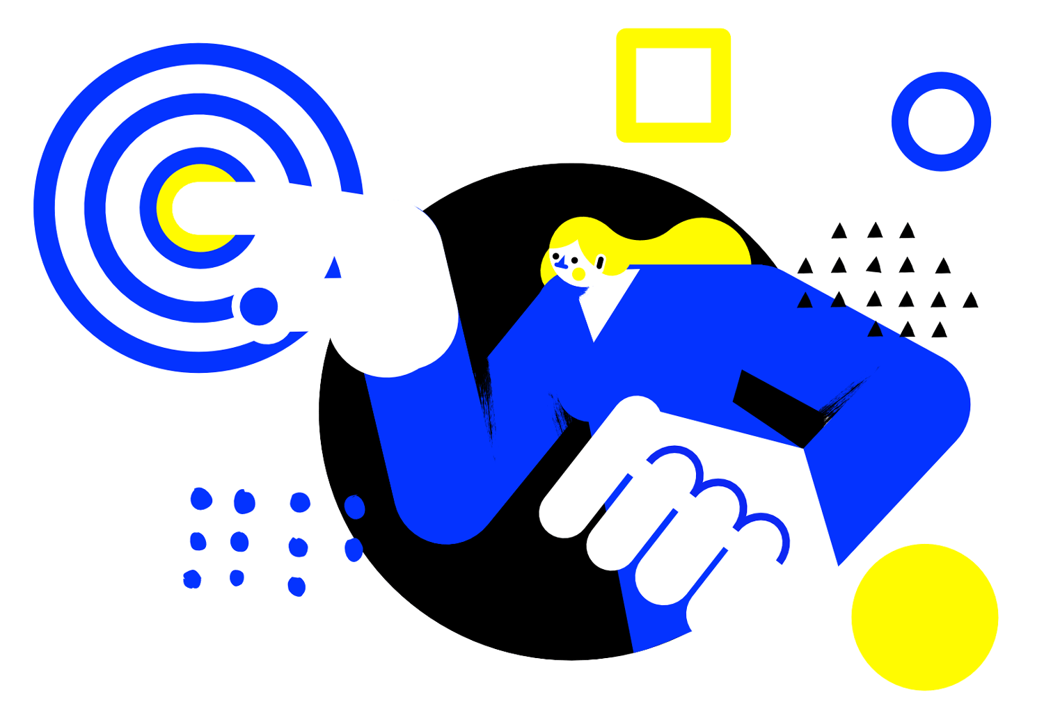 Illustration of a person reaching out, symbolizing getting in touch with Designergatan
